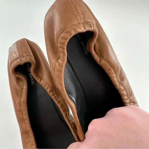 Mansur Gavriel ballet flats size 37 7 brown leather square toe bow balletcore - Picture 7 of 12